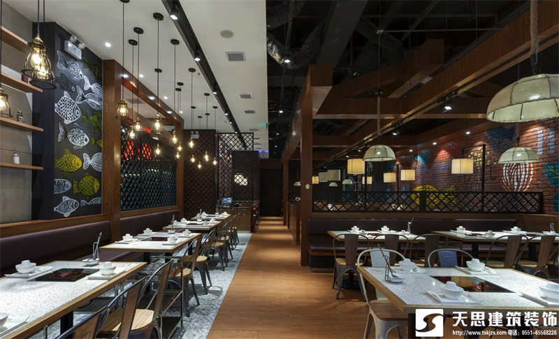 合肥火鍋店裝修設計中幾種不同材質(zhì)隔斷的應用方法